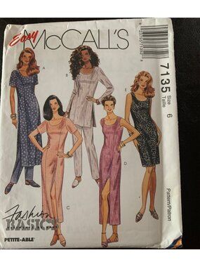 McCall's Misses Dress Tunic Pant Sewing Pattern Size 6 7135 Uncut 1994